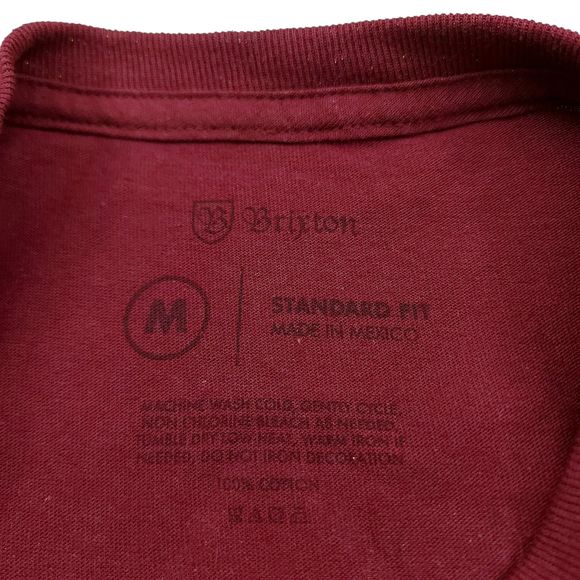 Brixton Graphic T-Shirt Mens Medium Burgundy Standard Fit Cotton Short Sleeve - Picture 11 of 11